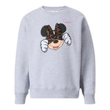 Saint Barth Felpa Chiusa Girocollo tinta unita con Stampa Grigio per Bambina MINNIE GRIGIO SAINT BARTH 