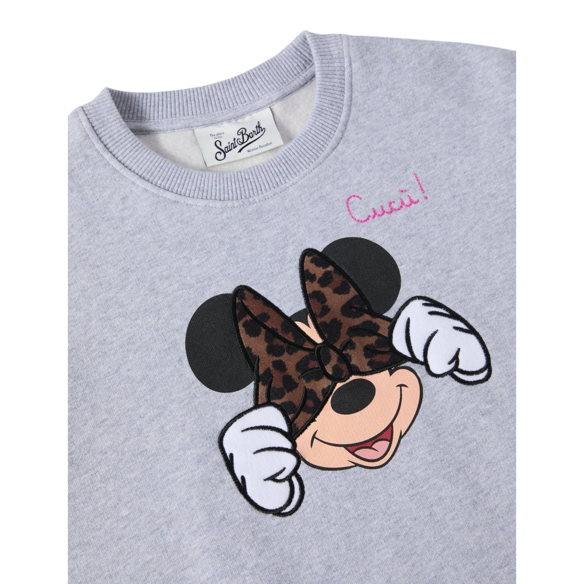 Saint Barth Felpa Chiusa Girocollo tinta unita con Stampa Grigio per Bambina MINNIE GRIGIO SAINT BARTH 