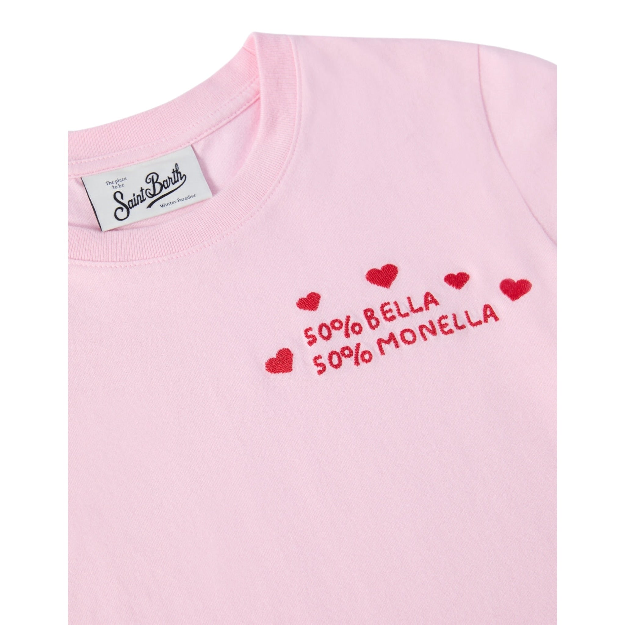 Saint Barth Shirt Girocollo tinta unita con Stampa Rosa per Bambina PENN00101278I ROSA SAINT BARTH 