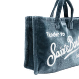 Saint Barth Mini Borsa tinta unita con Logo Blu per Bambina PHONE008 BLU SAINT BARTH 