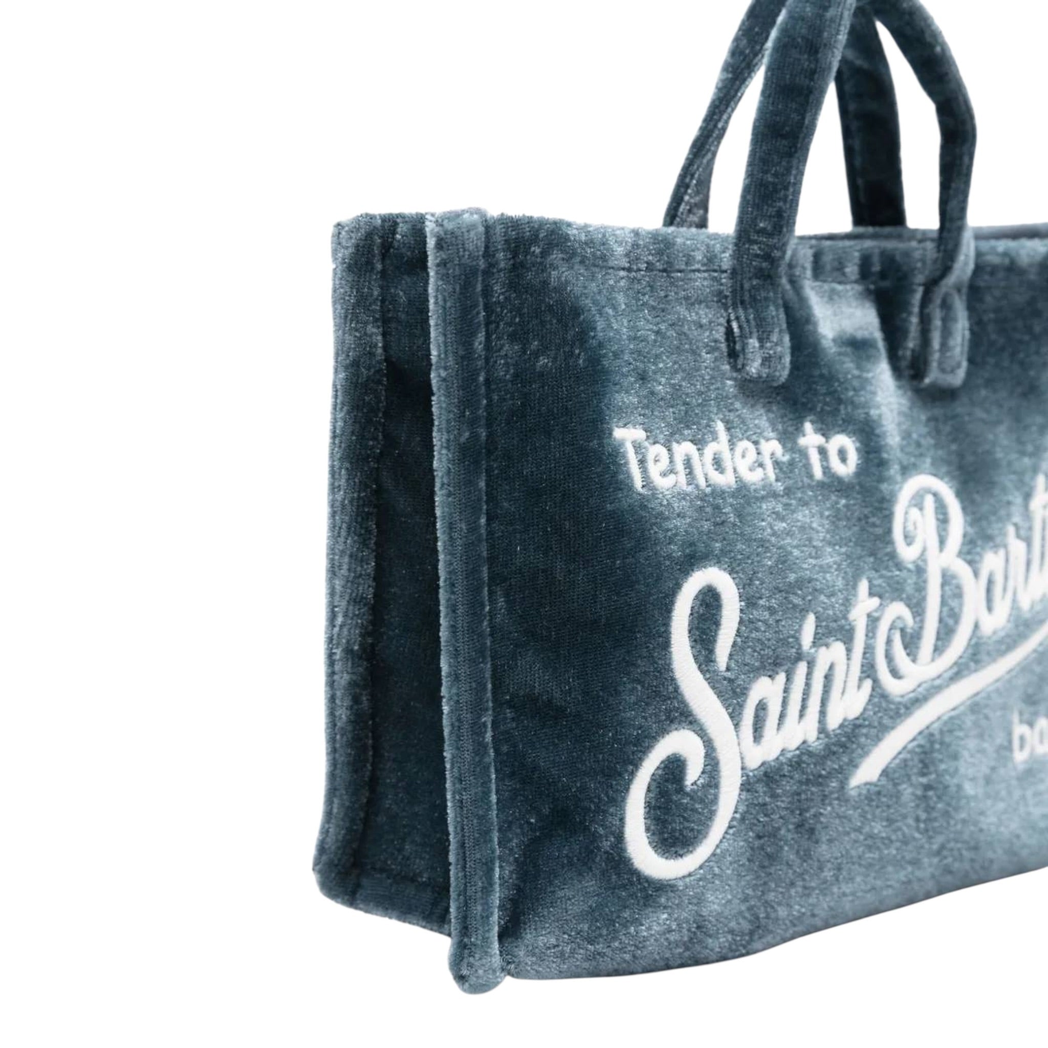 Saint Barth Mini Borsa tinta unita con Logo Blu per Bambina PHONE008 BLU SAINT BARTH 