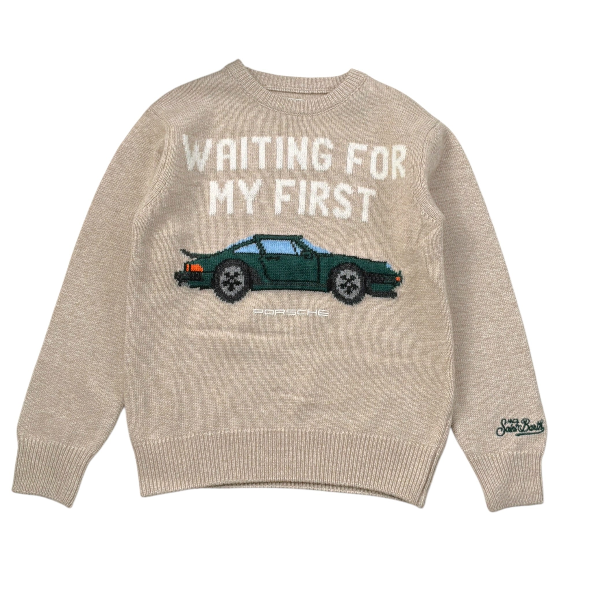 Saint Barth Maglia Girocollo con Stampa Sabbia per Bambino PORSCHE SABBIA SAINT BARTH 
