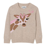 Saint Barth Maglia tinta unita con Stampa Beige per Bambina PRC0001GIRAFFA BEIGE SAINT BARTH 