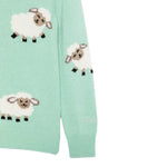 Saint Barth Maglia Girocollo tinta unita con Ricami Pecore Verde Acqua per Bambina PRC0005 VERDE ACQUA SAINT BARTH 