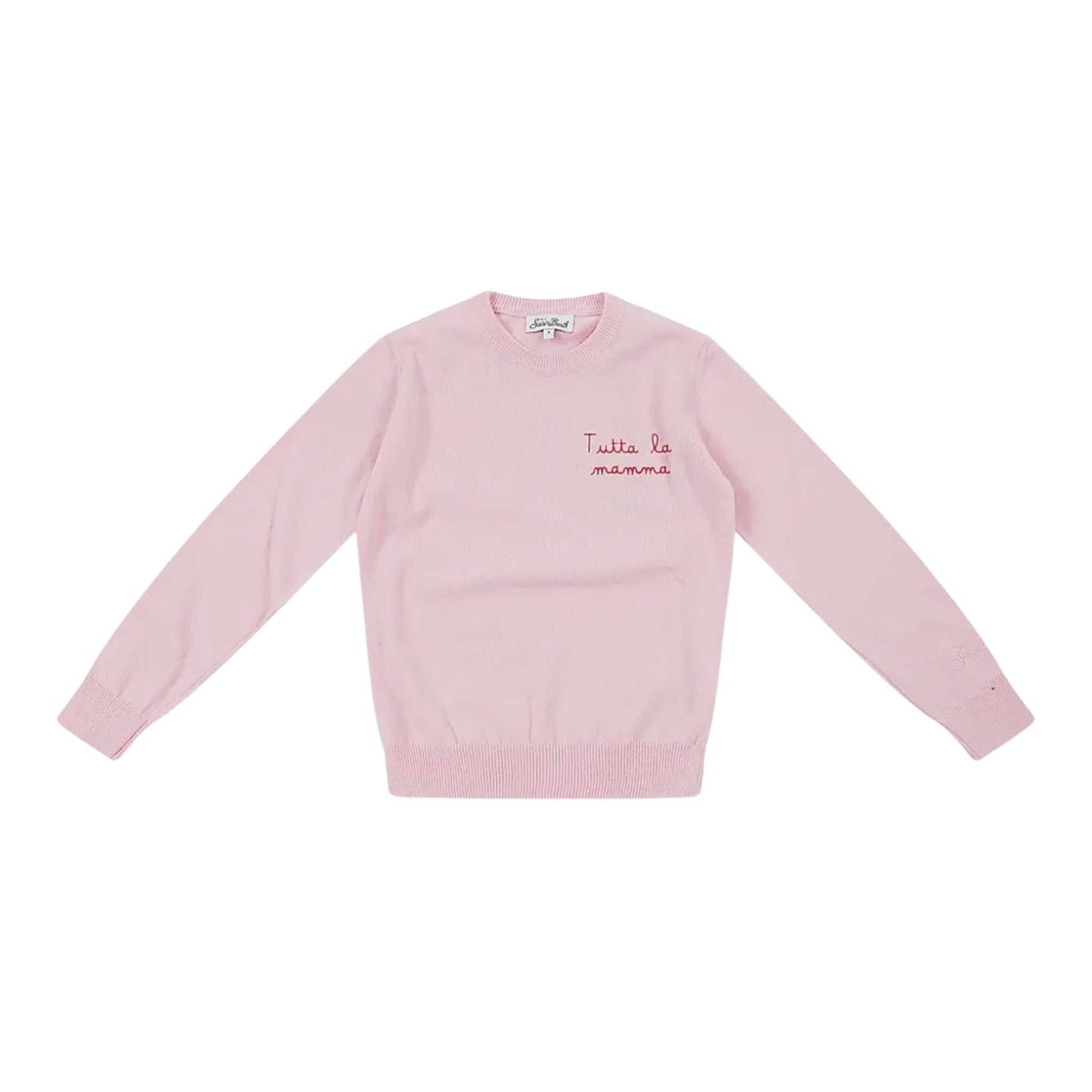Saint Barth Maglia tinta unita con Stampa Rosa per Neonata PRC0016N ROSA SAINT BARTH 