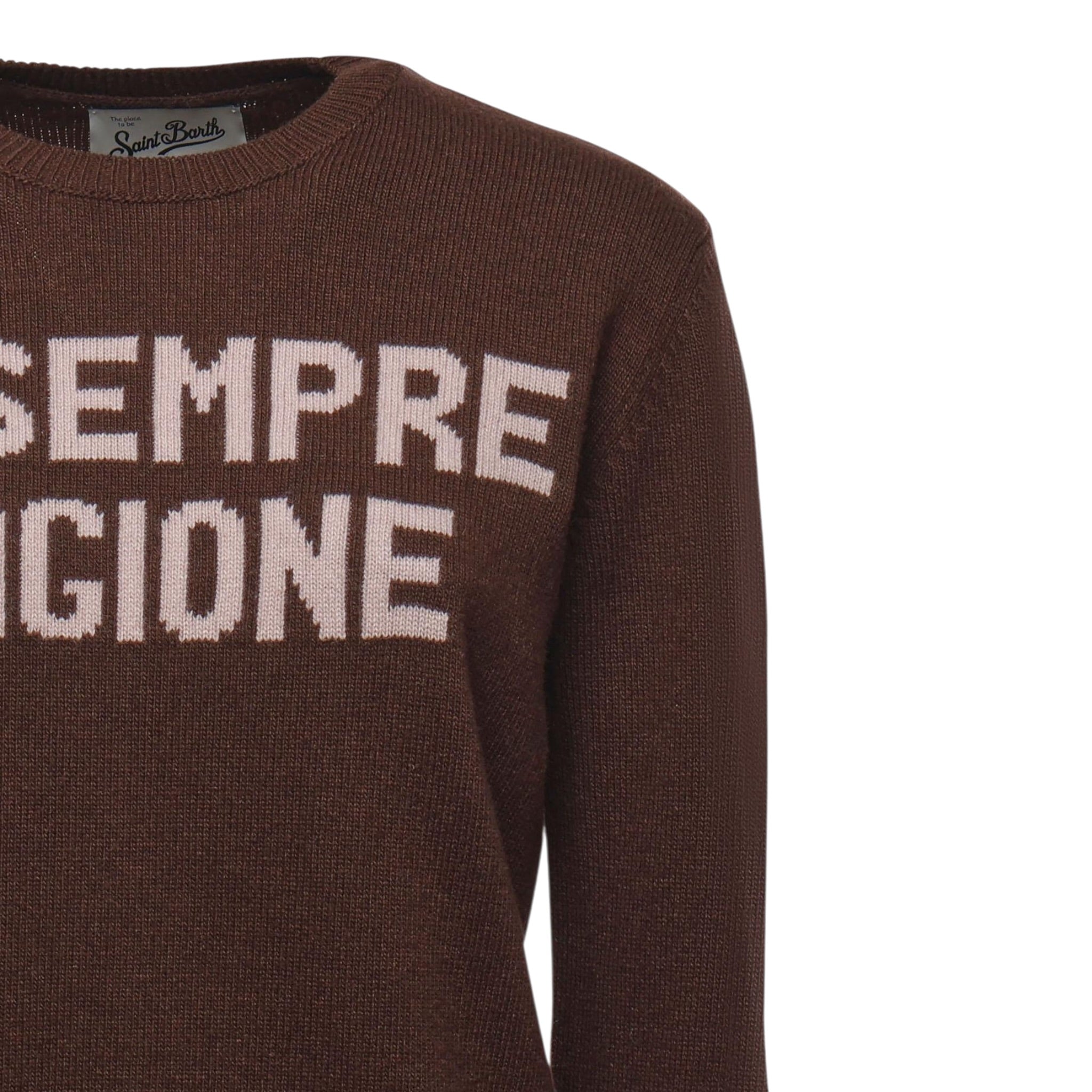 Saint Barth Maglia tinta unita con Stampa Marrone per Bambina PRINCESS MARRONE SAINT BARTH 