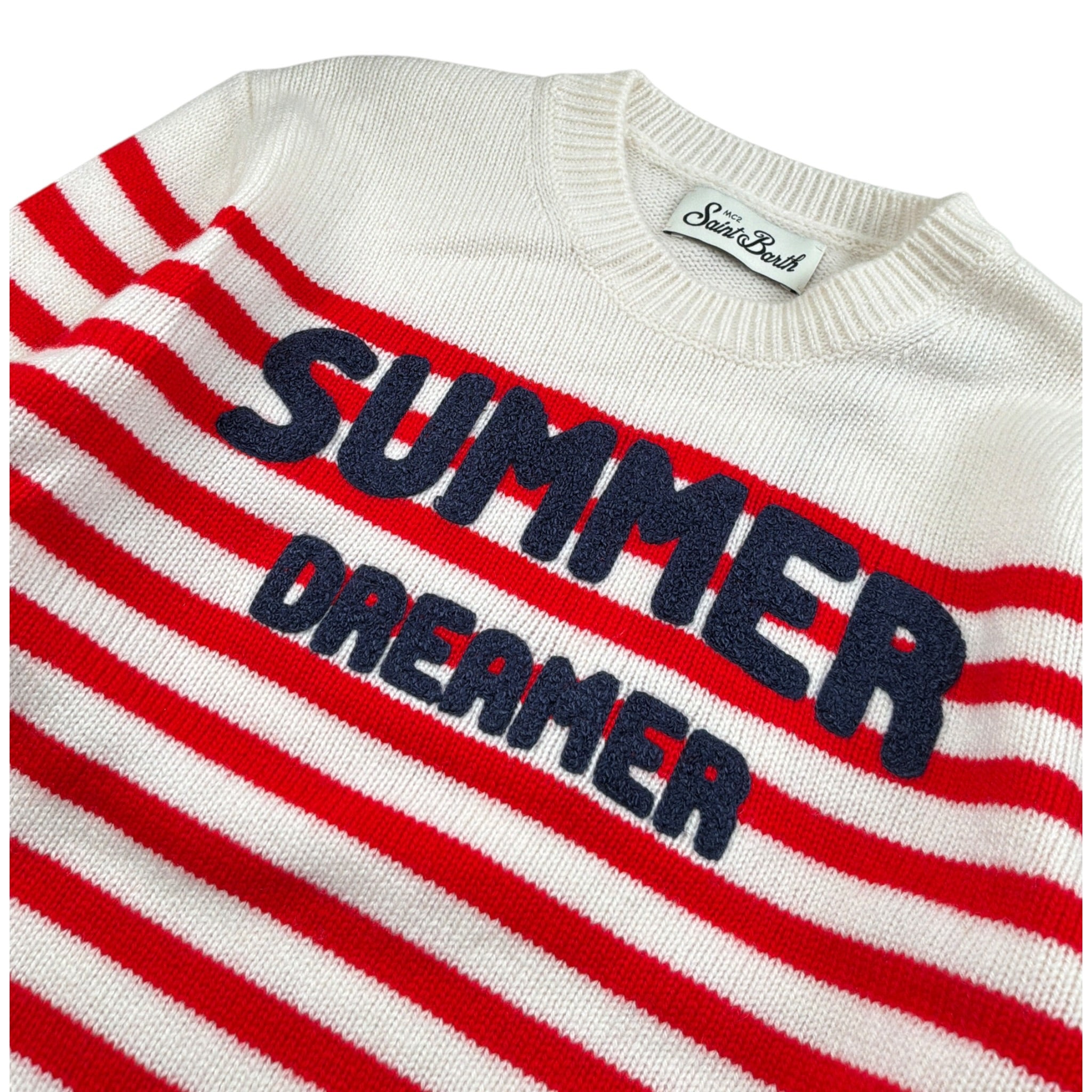 Saint Barth Maglia Bicolore con Fantasia A Righe Bianco/Rosso per Bambina PRINCESSSUMME BIANCO/ROSSO SAINT BARTH 