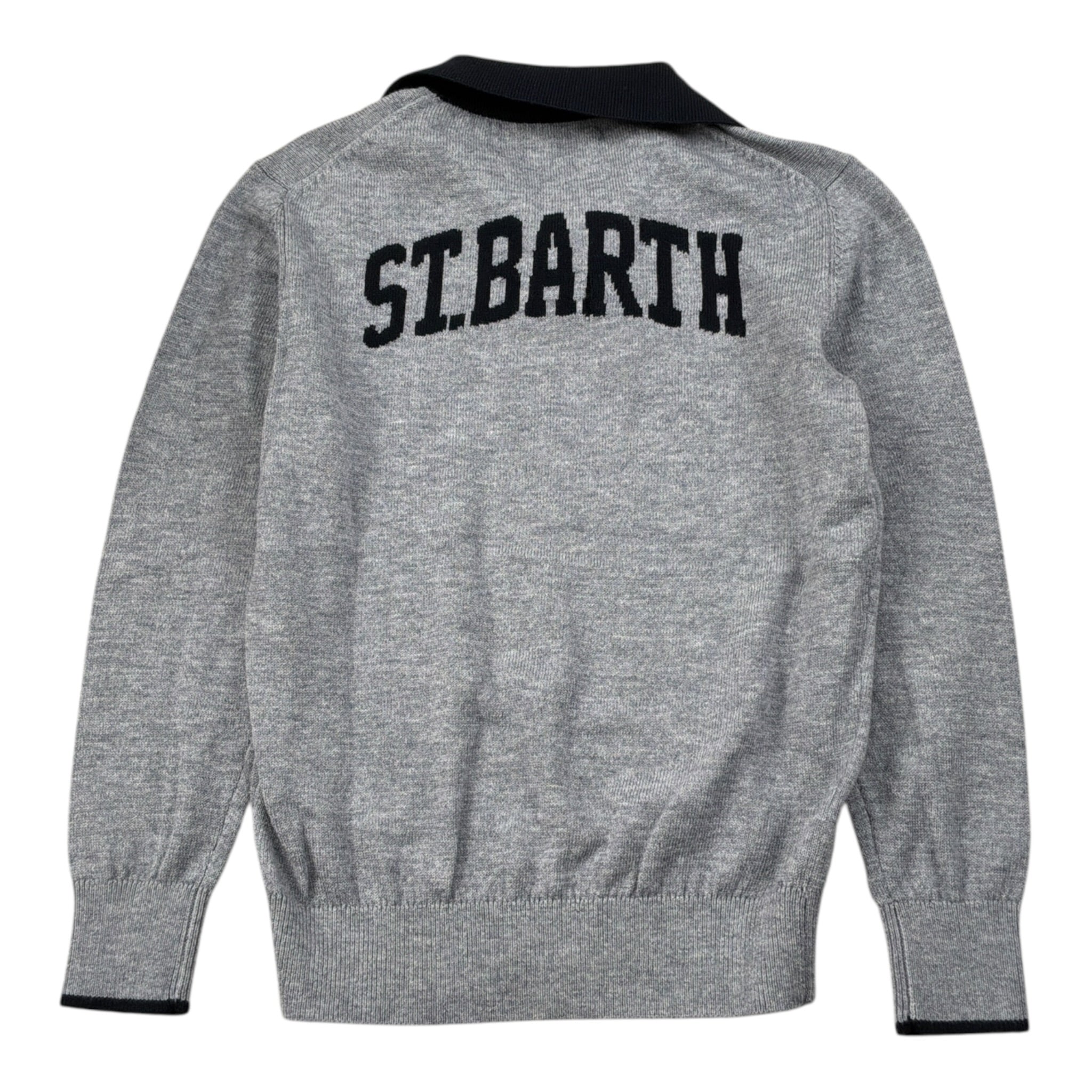 Saint Barth Maglia tinta unita con Colletto E Logo Grigio per Bambino ROMEOO GRIGIO SAINT BARTH 
