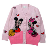 Saint Barth Cardigan tinta unita con Stampa Rosa per Bambina SASIJR ROSA SAINT BARTH 