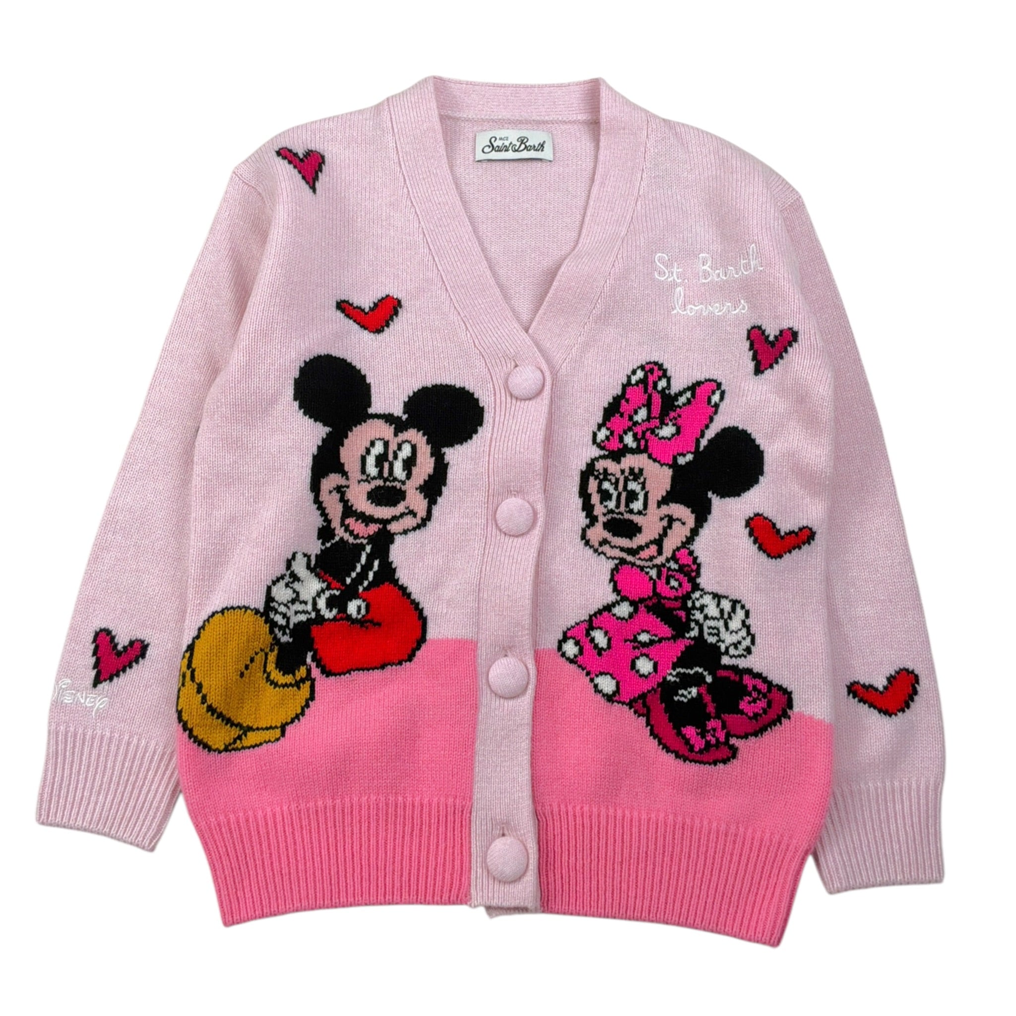 Saint Barth Cardigan tinta unita con Stampa Rosa per Bambina SASIJR ROSA SAINT BARTH 