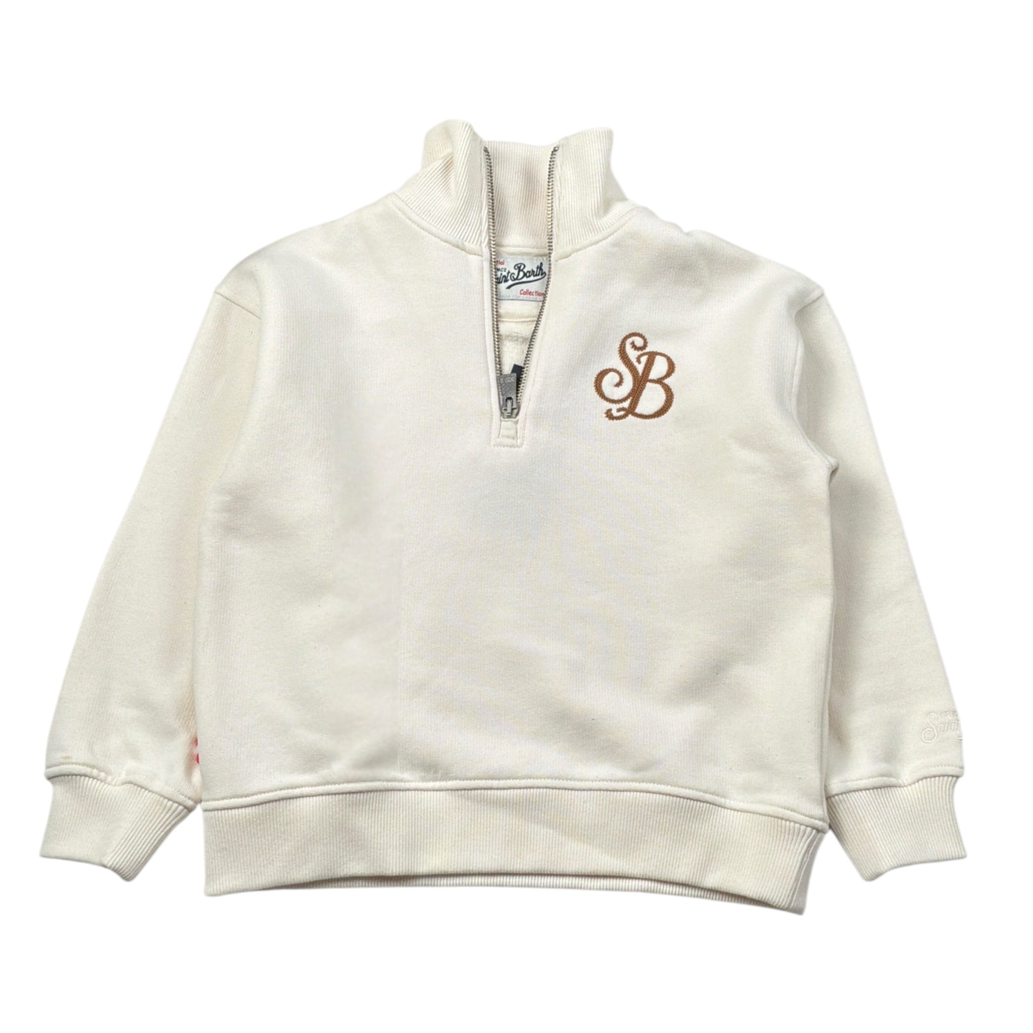 Saint Barth Felpa tinta unita con Zip Panna per Bambina SBLEGACY357 PANNA SAINT BARTH 