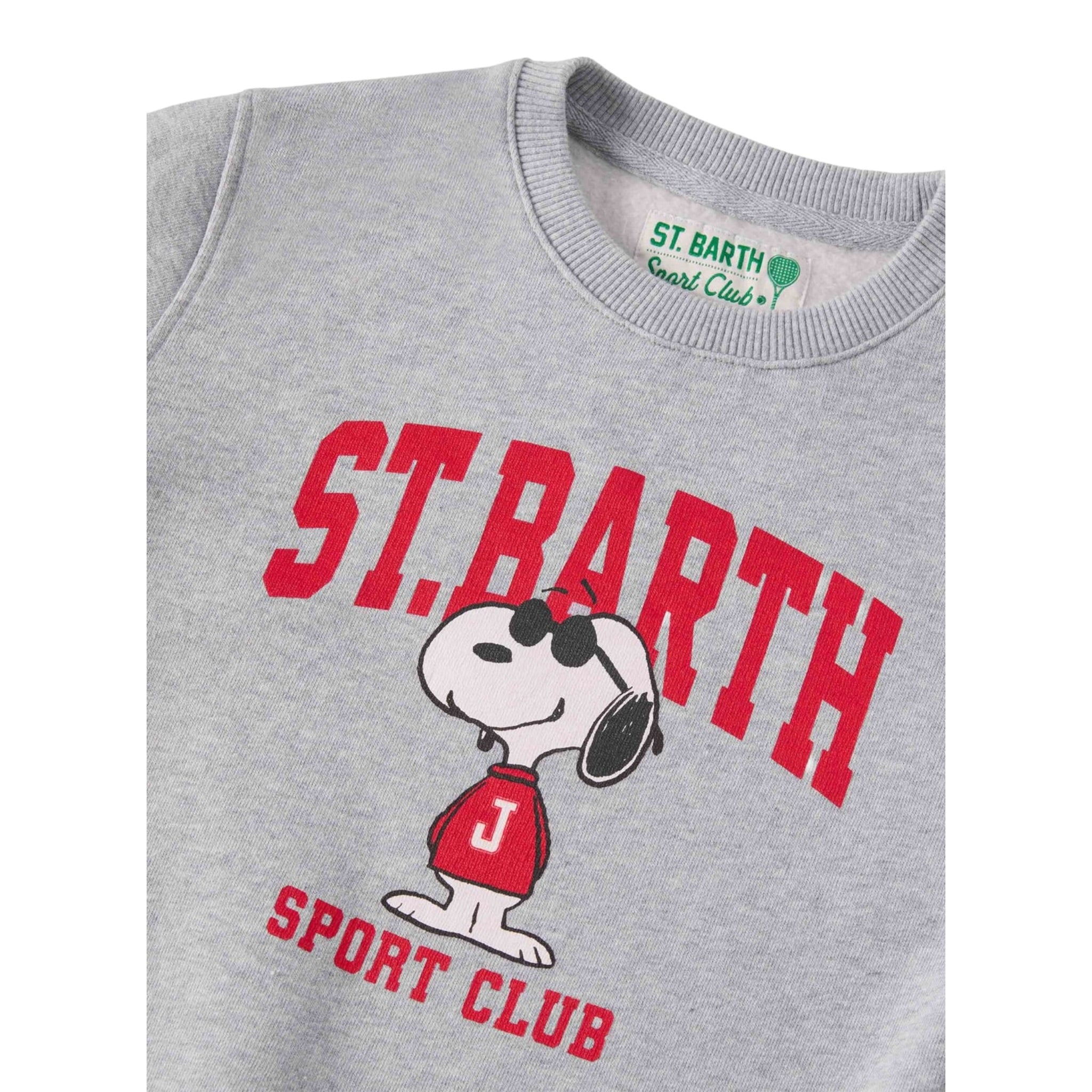 Saint Barth Felpa tinta unita Girocollo con Stampa Grigio per Bambino SNOOPYSPORT GRIGIO SAINT BARTH 