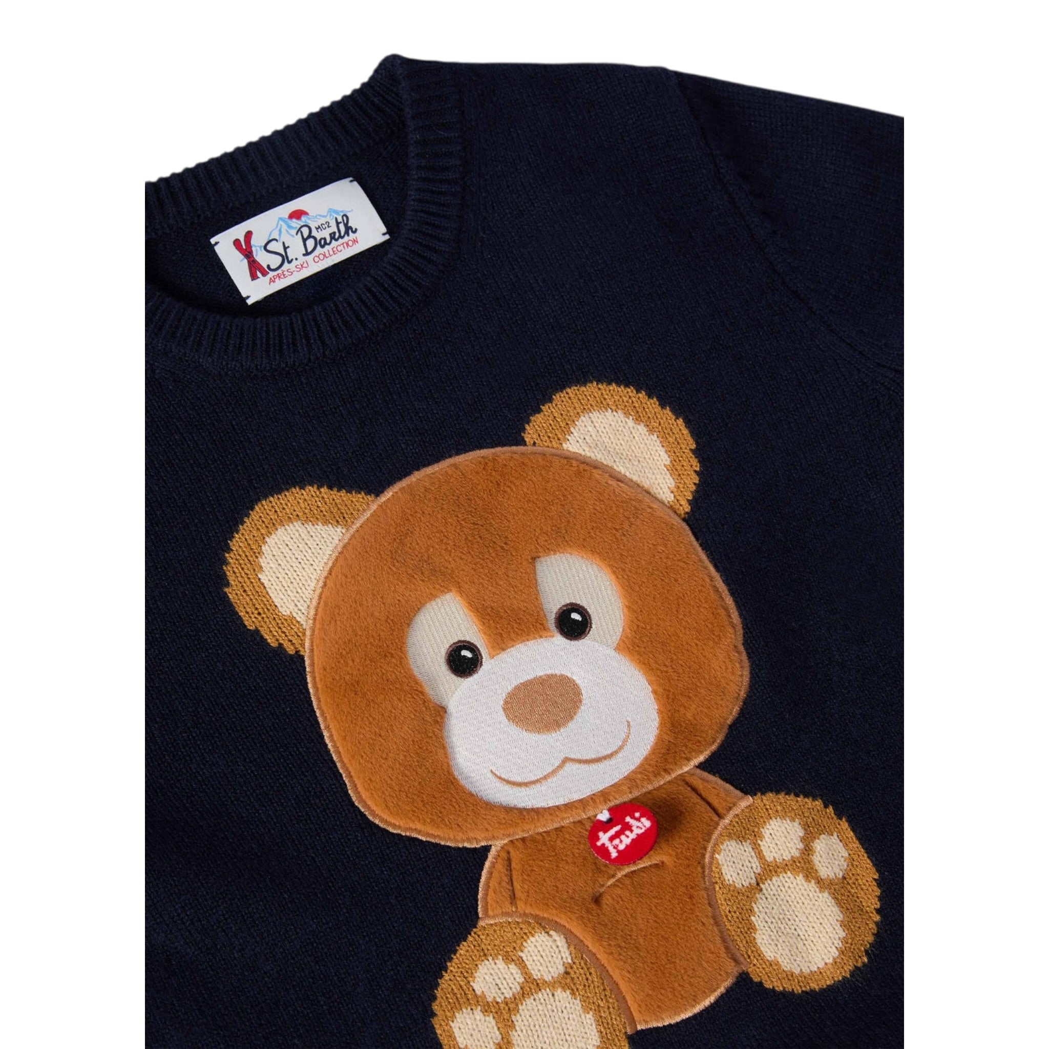 Saint Barth Maglia Girocollo tinta unita con Ricami Blu per Bambino TRUDI BLU SAINT BARTH 