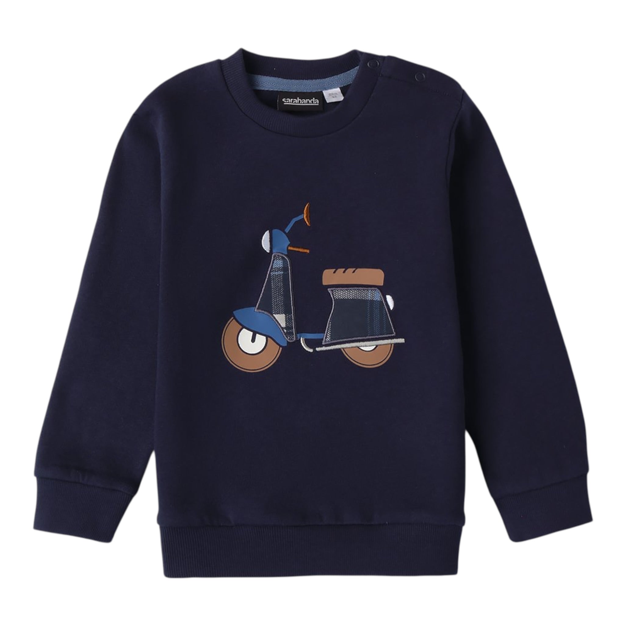 Sarabanda Felpa tinta unita Girocollo con Stampa Blu per Bambino 0A131J BLU SARABANDA 