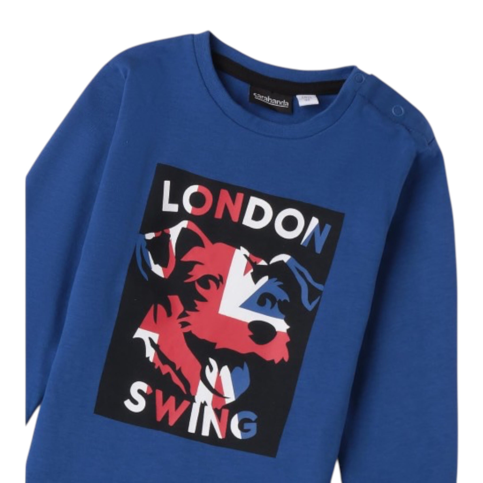 Sarabanda Shirt tinta unita con Stampa Blu per Bambino 0A133 BLU SARABANDA 