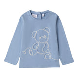 Sarabanda Shirt tinta unita con Stampa Azzurro per Bambina 0F205 AZZURRO SARABANDA 