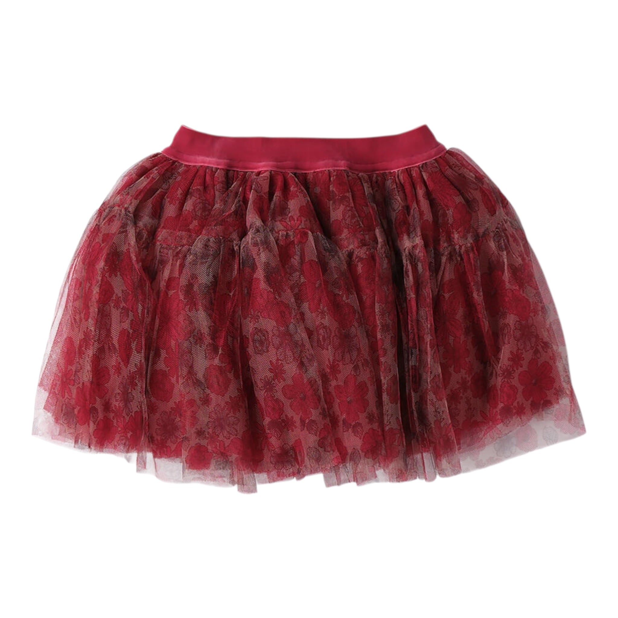 Sarabanda Gonna tinta unita con Tulle Rosso per Neonata 0F347 ROSSO SARABANDA 