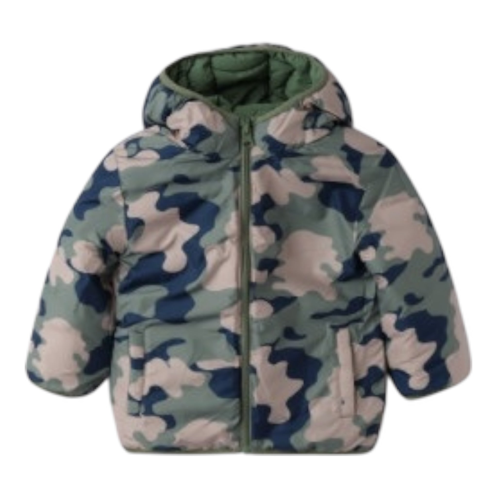 Sarabanda Giubbino Reversibile Bicolore con Fantasia Militare Verde per Neonato F050 VERDE SARABANDA 