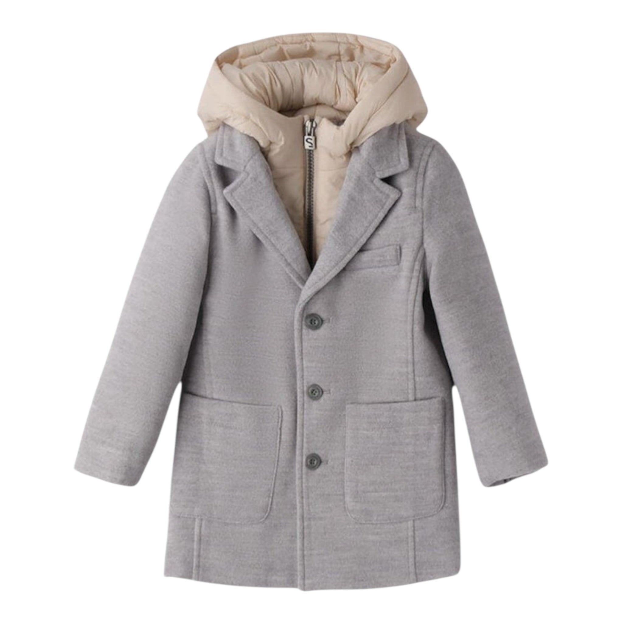 Sarabanda Cappotto tinta unita con Cappuccio Grigio per Bambino F181J GRIGIO SARABANDA 
