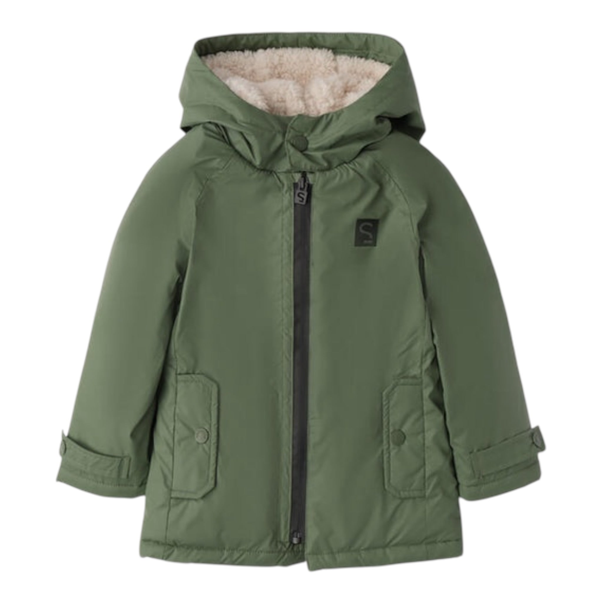Sarabanda Giubbino tinta unita con Pelliccia Verde per Bambino F183 VERDE SARABANDA 