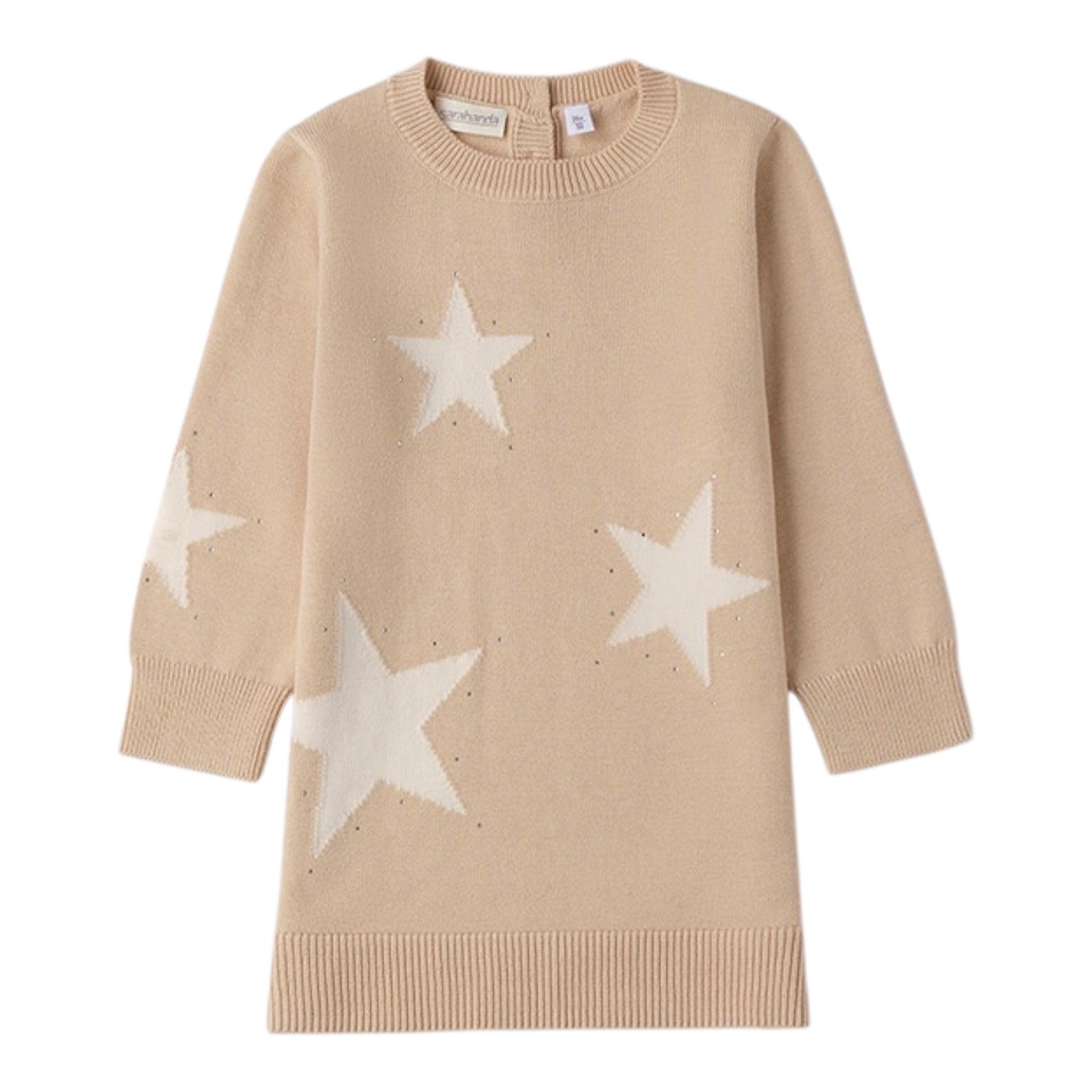 Sarabanda Abito tinta unita In Maglia Beige per Bambina F338 BEIGE SARABANDA 