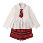 Sarabanda Completo 2Pz Short-Camicia Bicolore Bianco/Rosso per Bambina F372 BIANCO/ROSSO SARABANDA 