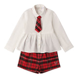 Sarabanda Completo 2Pz Short-Camicia Bicolore Bianco/Rosso per Bambina F372 BIANCO/ROSSO SARABANDA 