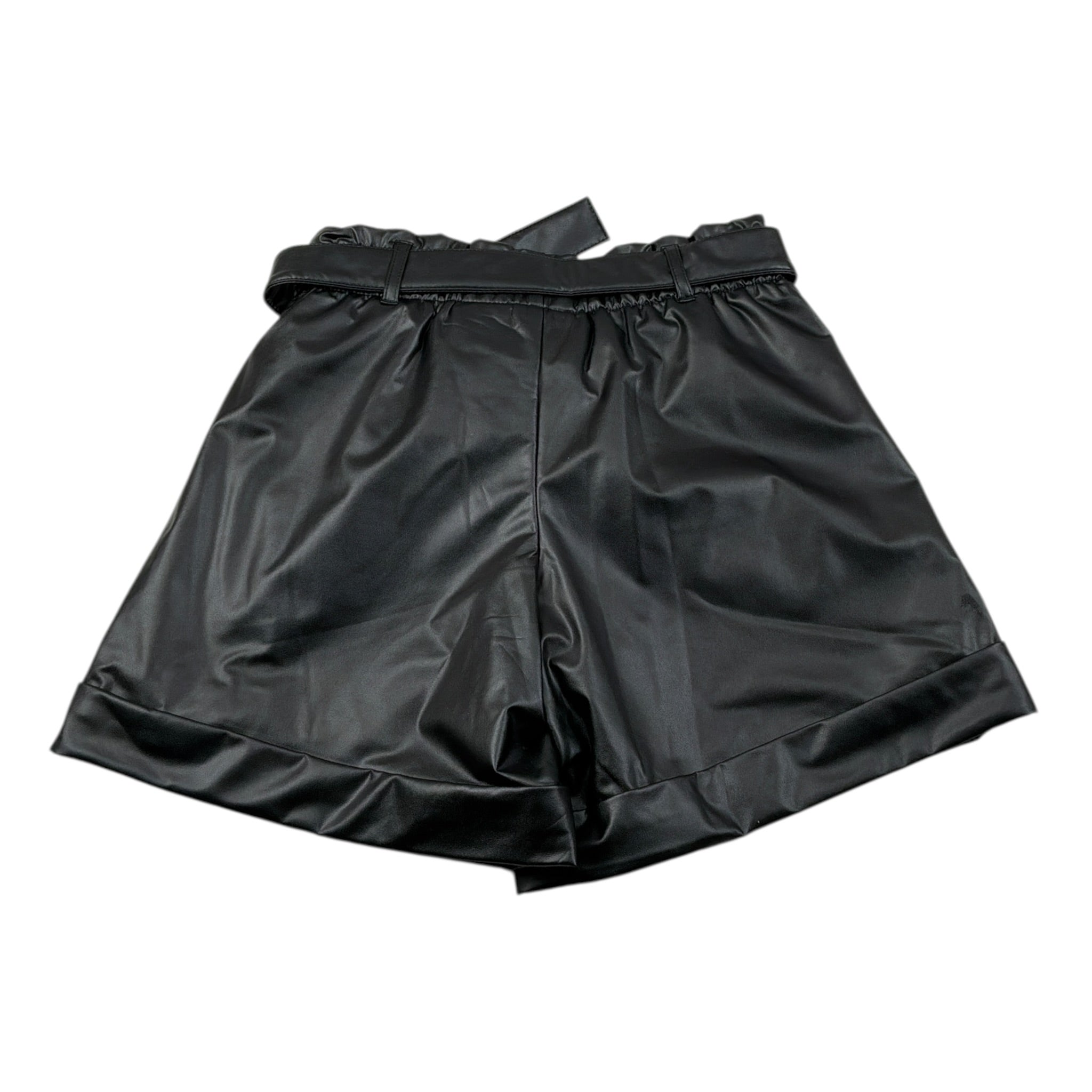 Sarabanda Short tinta unita Ecopelle Nero per Bambina OF354 NERO SARABANDA 