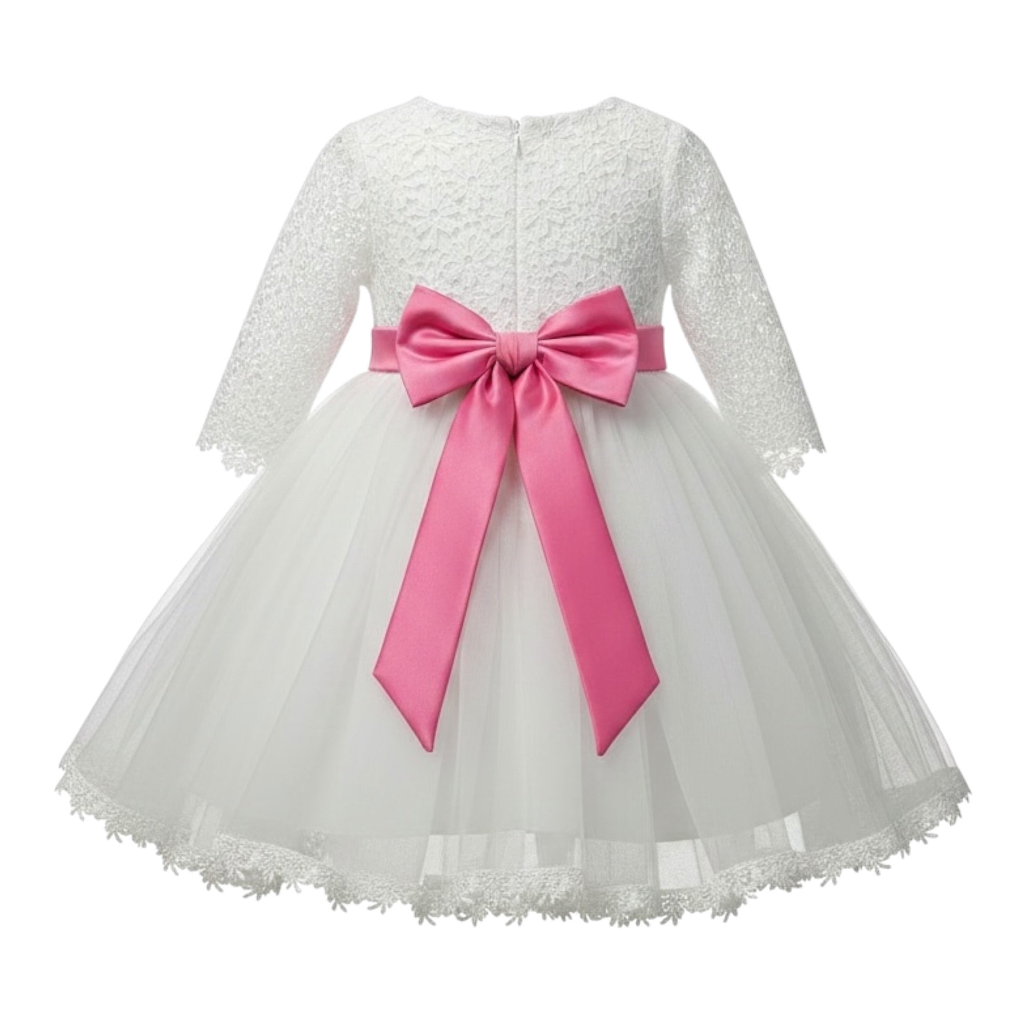 Sartoria Bramante Abito Cerimonia tinta unita con Ricami E Tulle Bianco per Neonata BEATRICE BIANCO SARTORIA BRAMANTE 