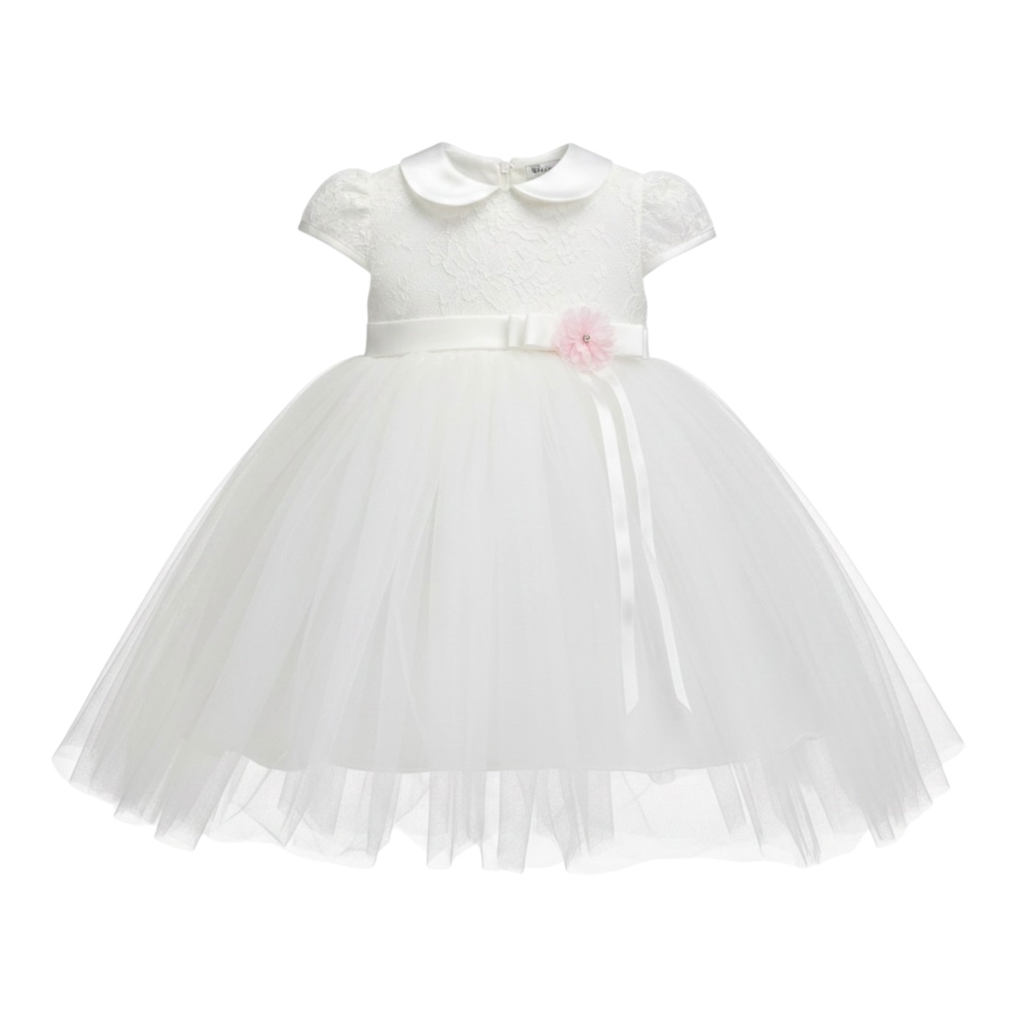 Sartoria Bramante Abito Cerimonia tinta unita con Brillantini E Tulle Bianco per Neonata MARTINA BIANCO SARTORIA BRAMANTE 