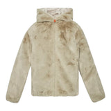 Save The Duck Pelliccia tinta unita con Zip E Cappuccio Reversibile Beige per Bambina J33540G BEIGE SAVE THE DUCK 