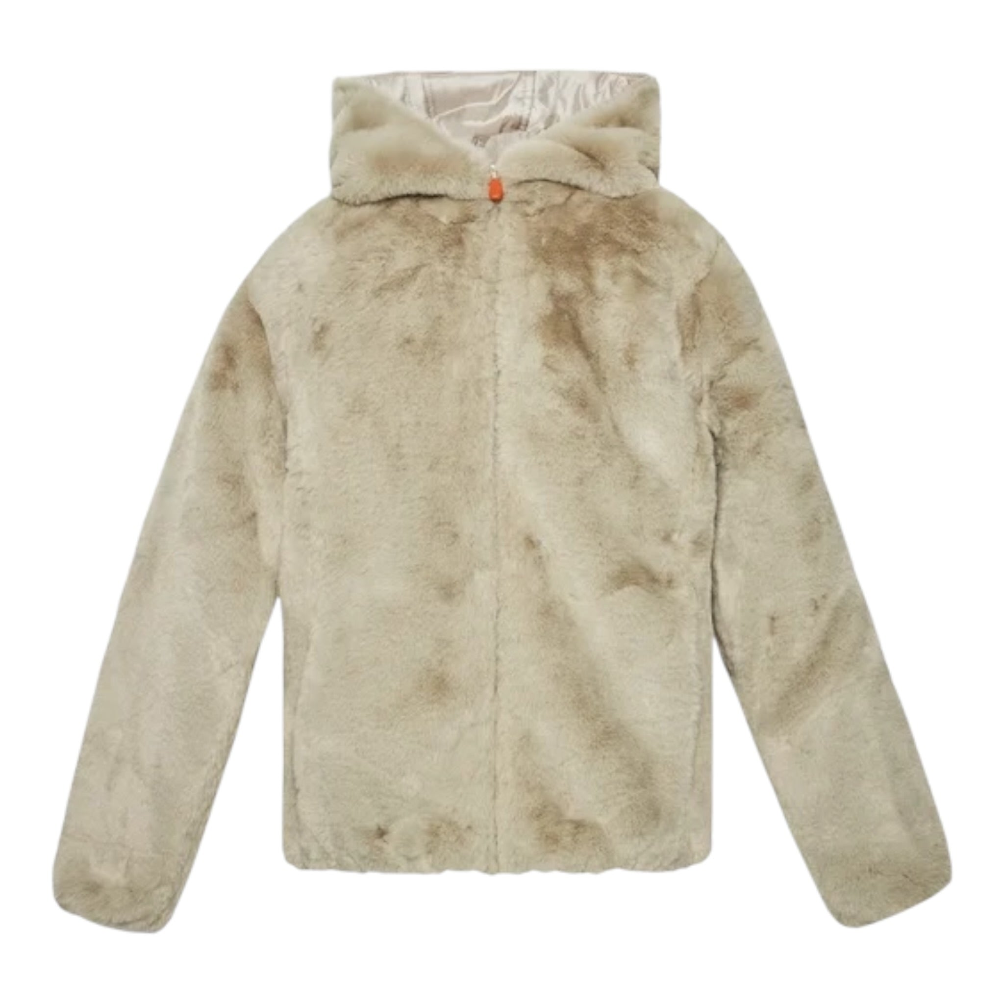 Save The Duck Pelliccia tinta unita con Zip E Cappuccio Reversibile Beige per Bambina J33540G BEIGE SAVE THE DUCK 
