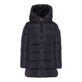 Save The Duck Giubbino tinta unita con Zip E Cappuccio Nero per Bambina J43110G NERO SAVE THE DUCK 