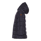 Save The Duck Giubbino tinta unita con Zip E Cappuccio Nero per Bambina J43110G NERO SAVE THE DUCK 
