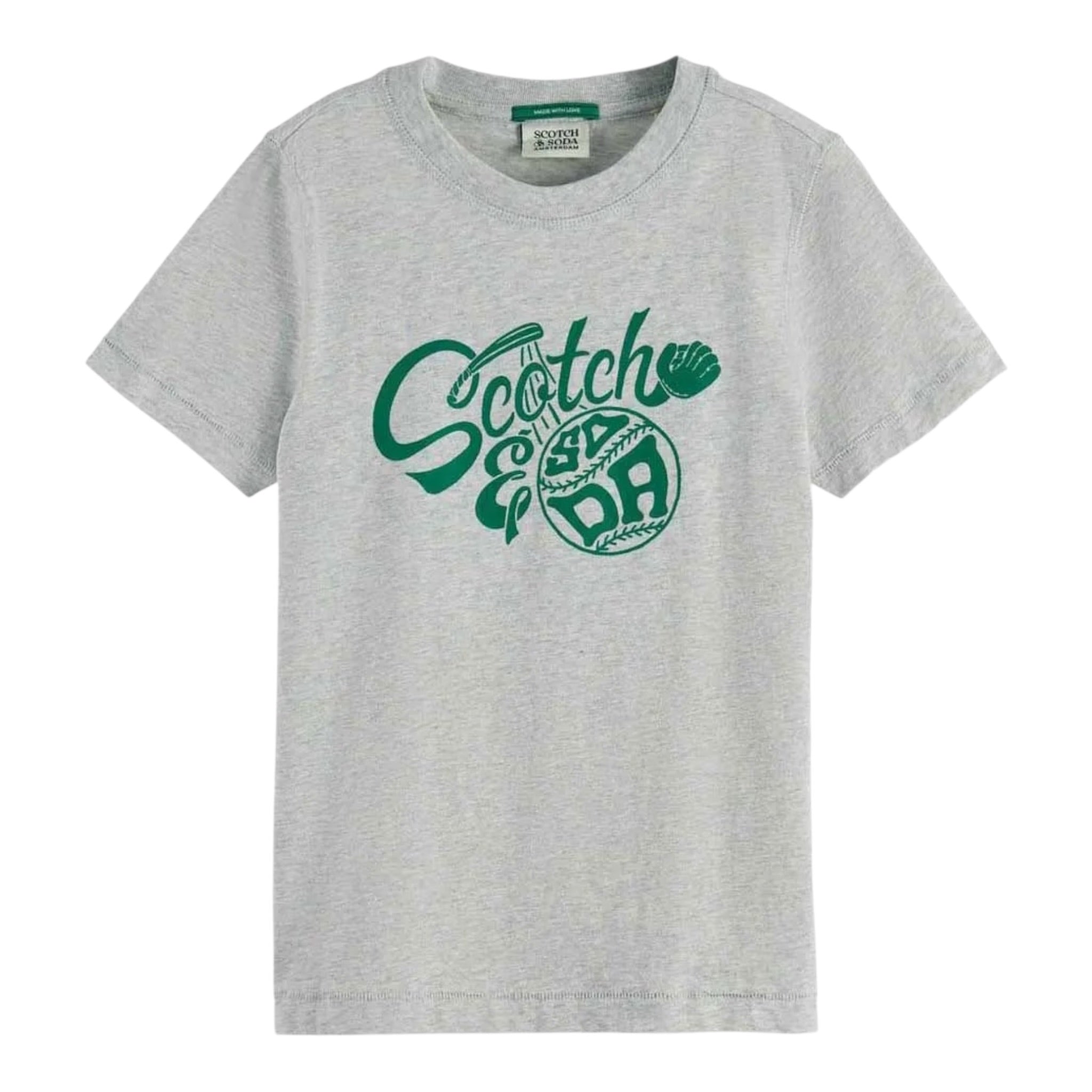 Scotch & Soda T-Shirt tinta unita con Stampa Grigio per Bambino 180474 GRIGIO SCOTCH & SODA 