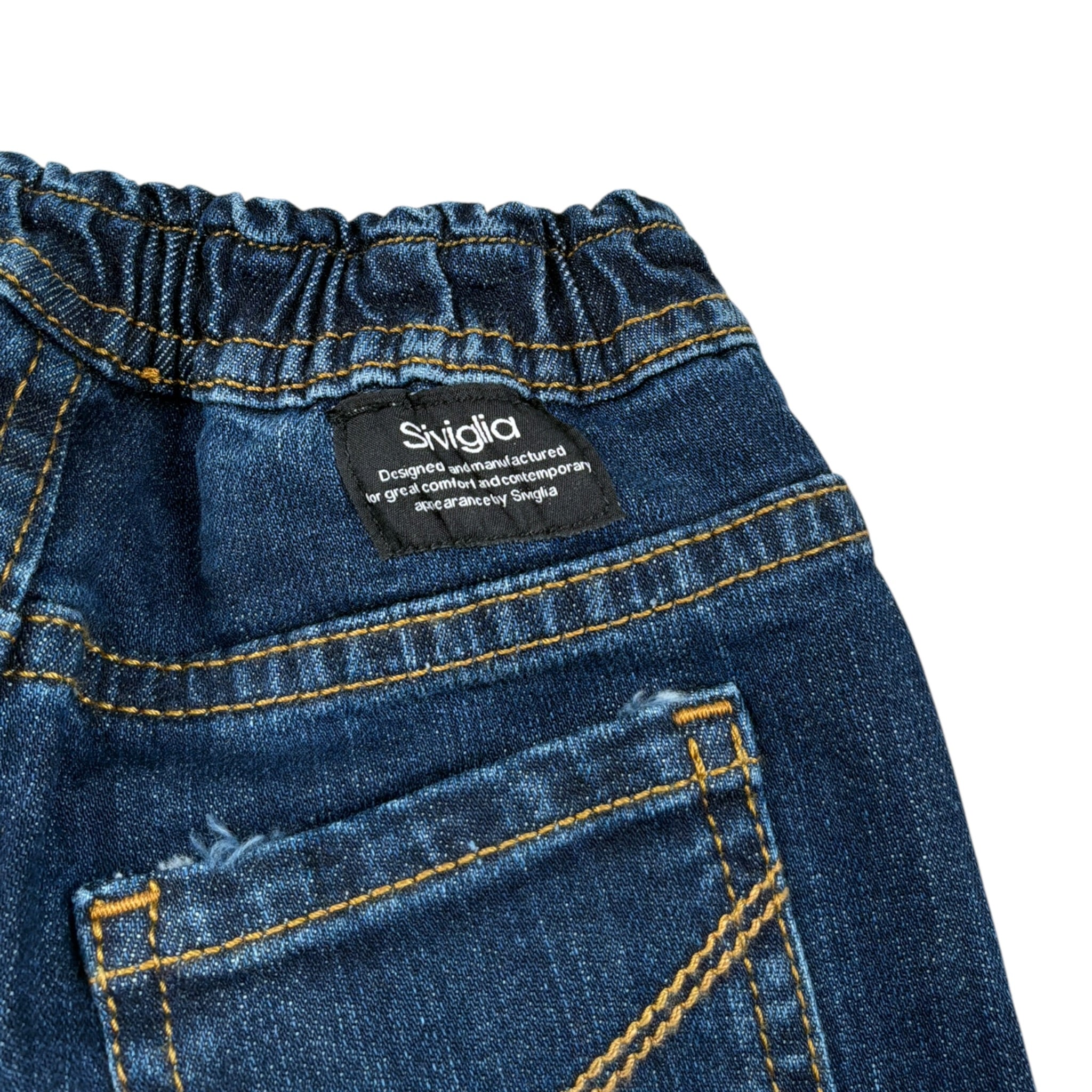 Siviglia Jeans tinta unita con Elastico In Vita Blu per Bambino SVNPT00547 BLU SIVIGLIA 