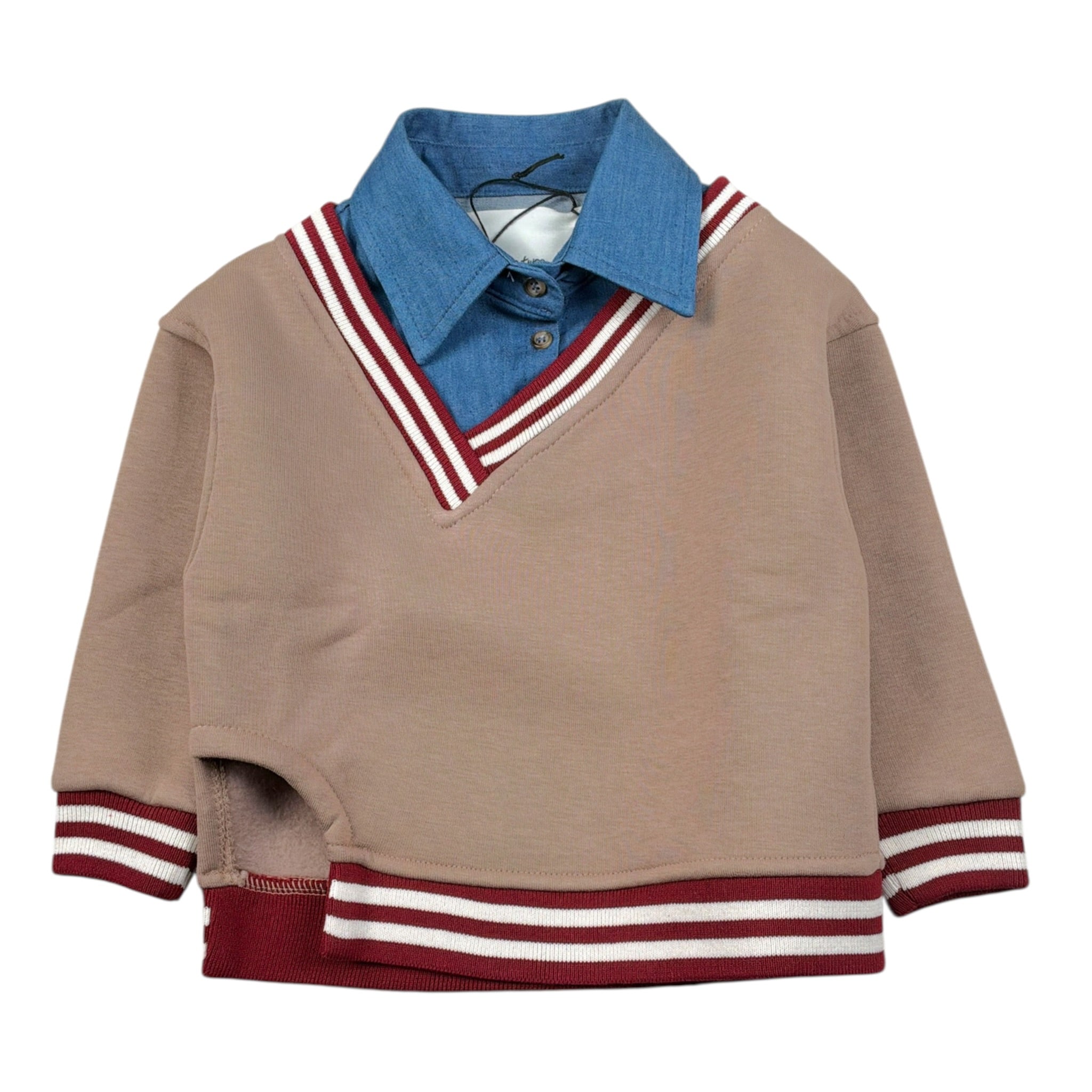 So Twee By Miss Grant Maglia tinta unita con Finta Camicia Beige per Neonata ST0147BN BEIGE SO TWEE BY MISS GRANT 