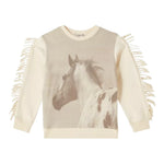 Stella Mccartney Felpa Chiusa Girocollo tinta unita con Frange Panna per Bambina TV4A70 PANNA STELLA McCARTNEY 