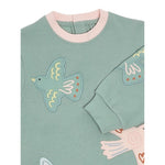 Stella Mccartney Abito Girocollo tinta unita con Ricami Verde per Neonata TX1120 VERDE STELLA McCARTNEY 