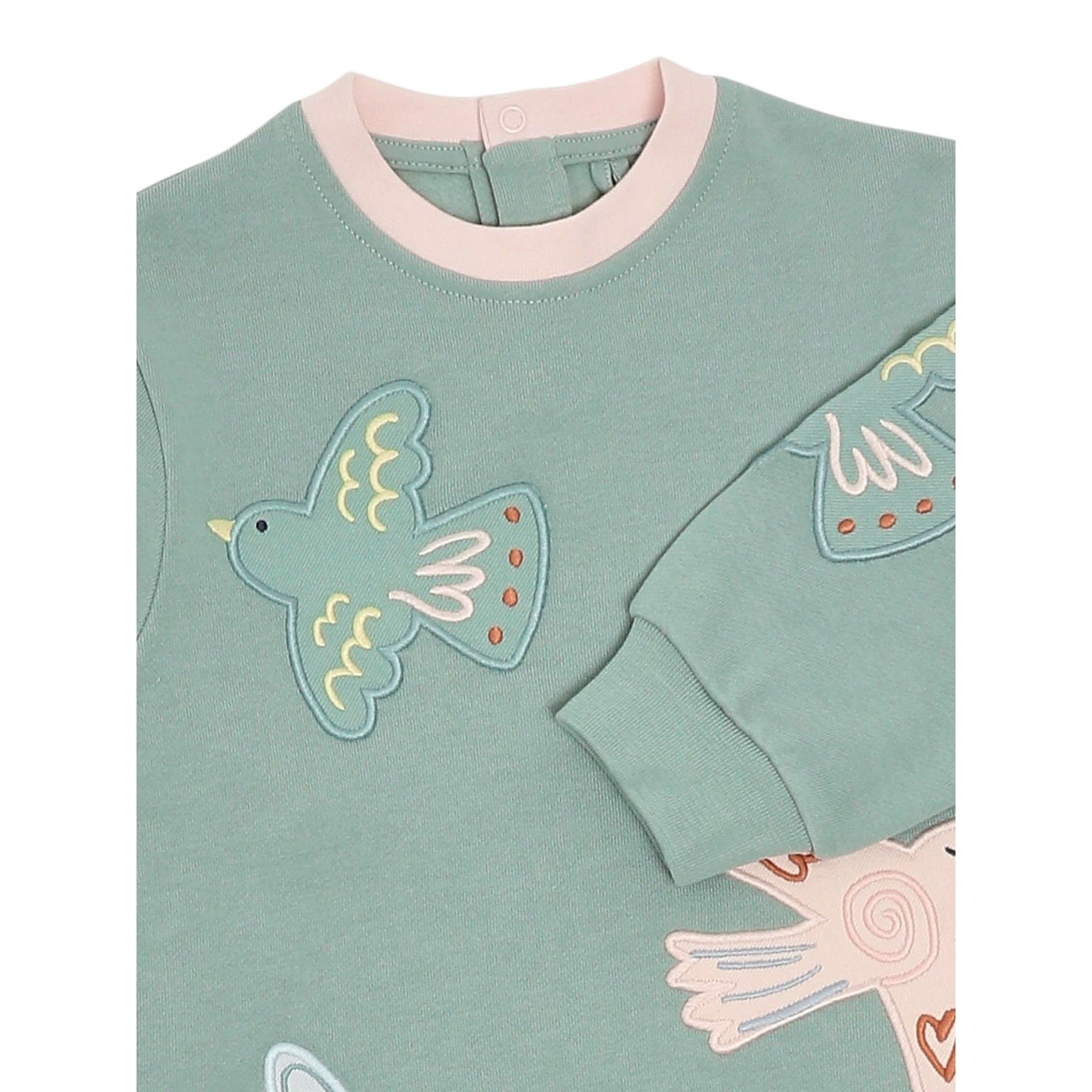 Stella Mccartney Abito Girocollo tinta unita con Ricami Verde per Neonata TX1120 VERDE STELLA McCARTNEY 
