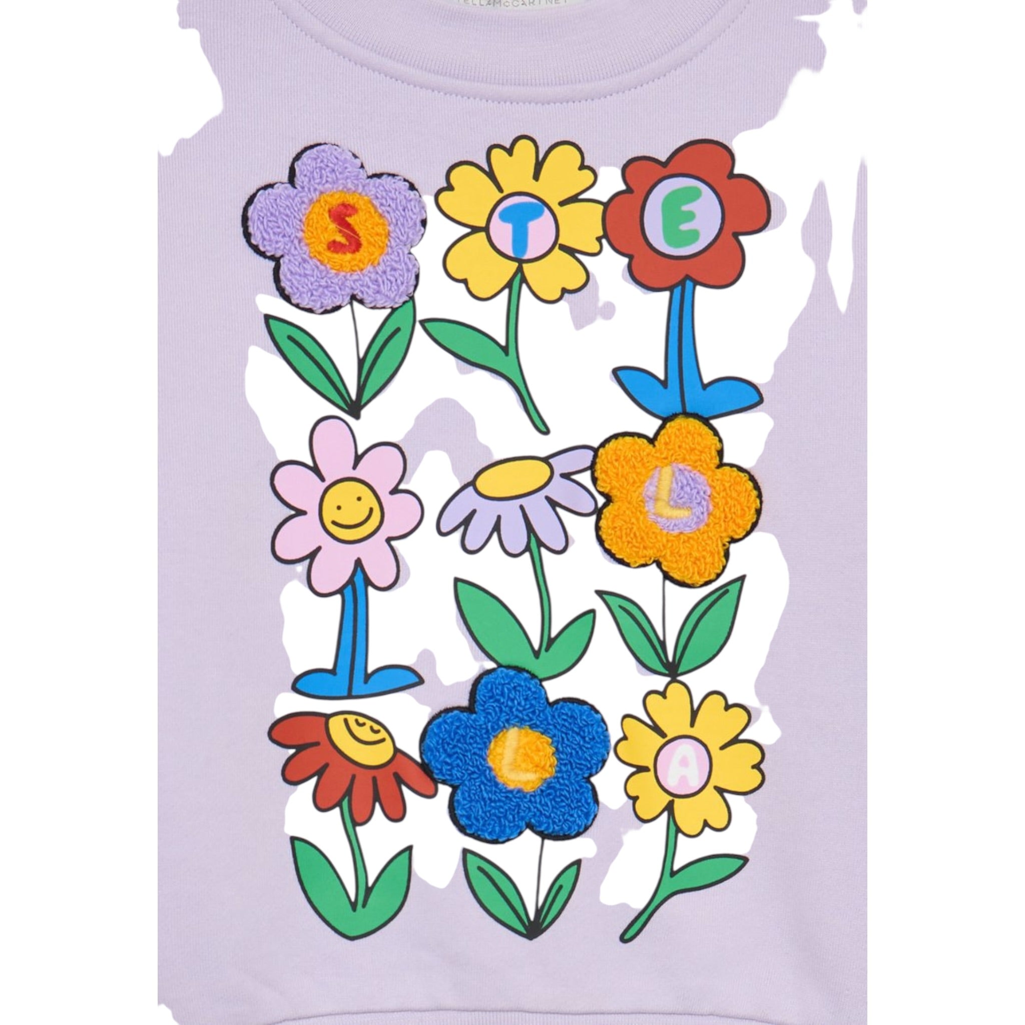 Stella Mccartney Felpa Chiusa Girocollo tinta unita con Stampe Lilla per Bambina TX4A60 LILLA STELLA McCARTNEY 