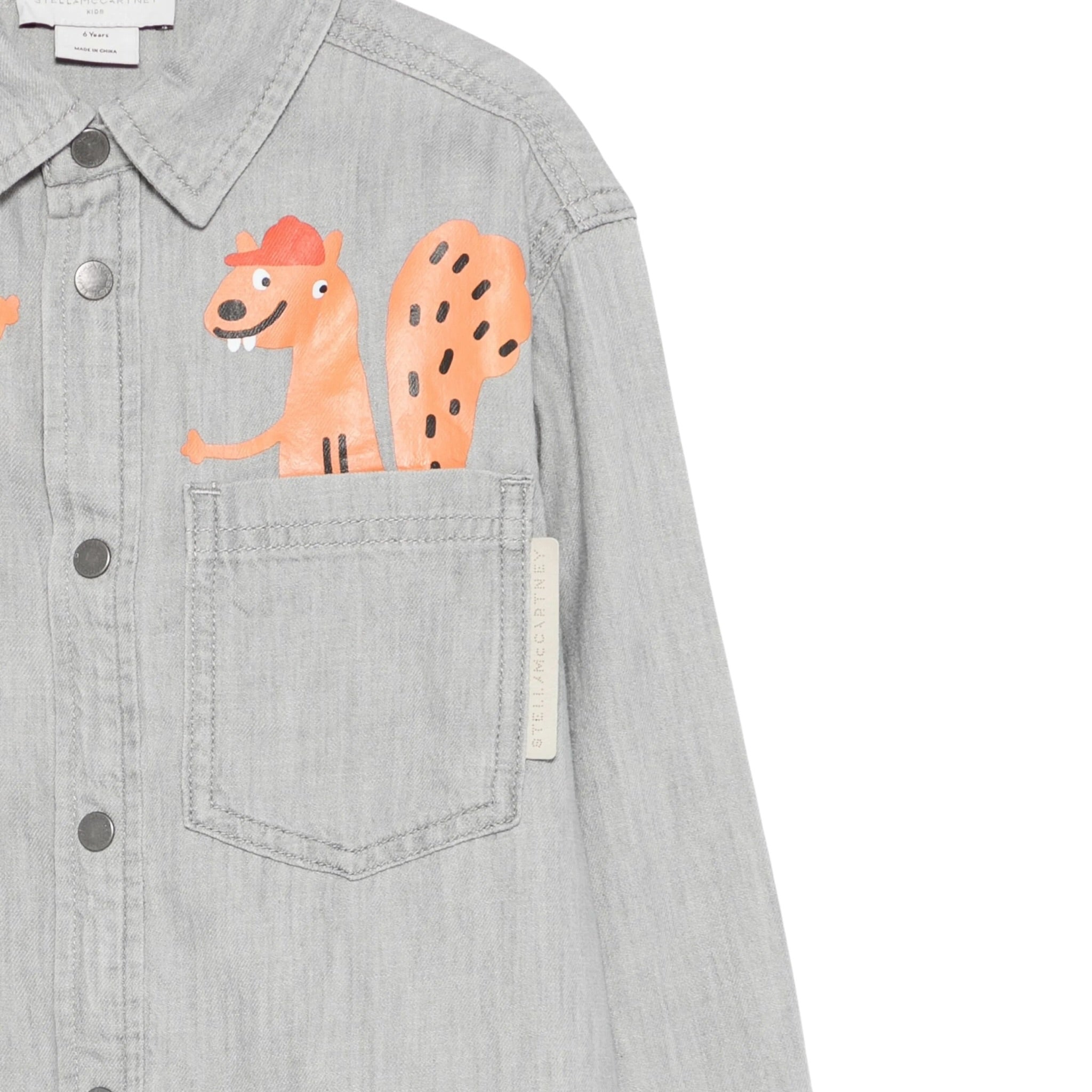 Stella Mccartney Camicia Manica Lunga tinta unita con Stampe Grigio per Neonato TX5P10 GRIGIO STELLA McCARTNEY 