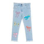 Stella Mccartney Jeans tinta unita con Stampe Azzurro per Bambina TX6C20 AZZURRO STELLA McCARTNEY 