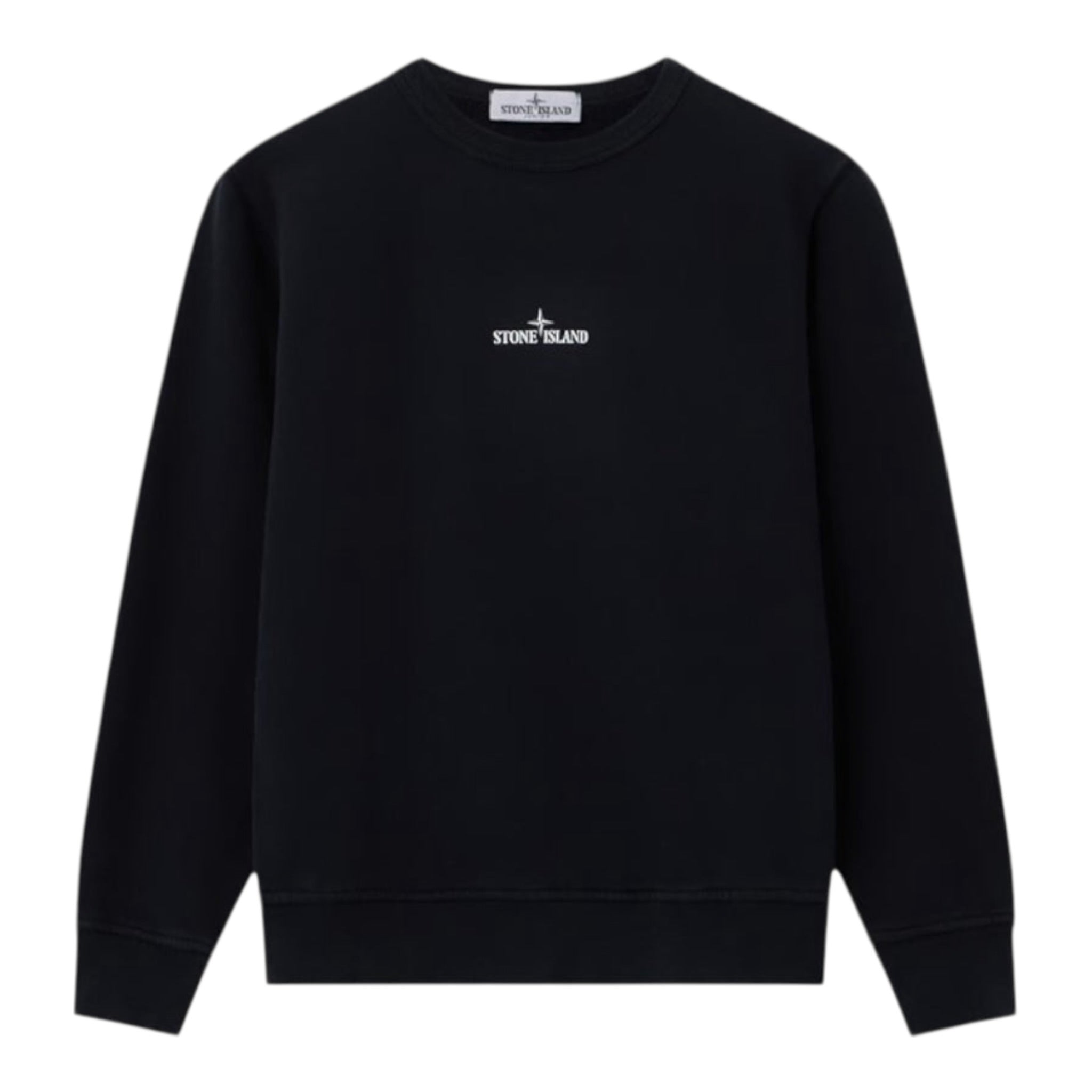 Stone Island Felpa tinta unita con Stampa Nero per Bambino K2S166100015 NERO STONE ISLAND 