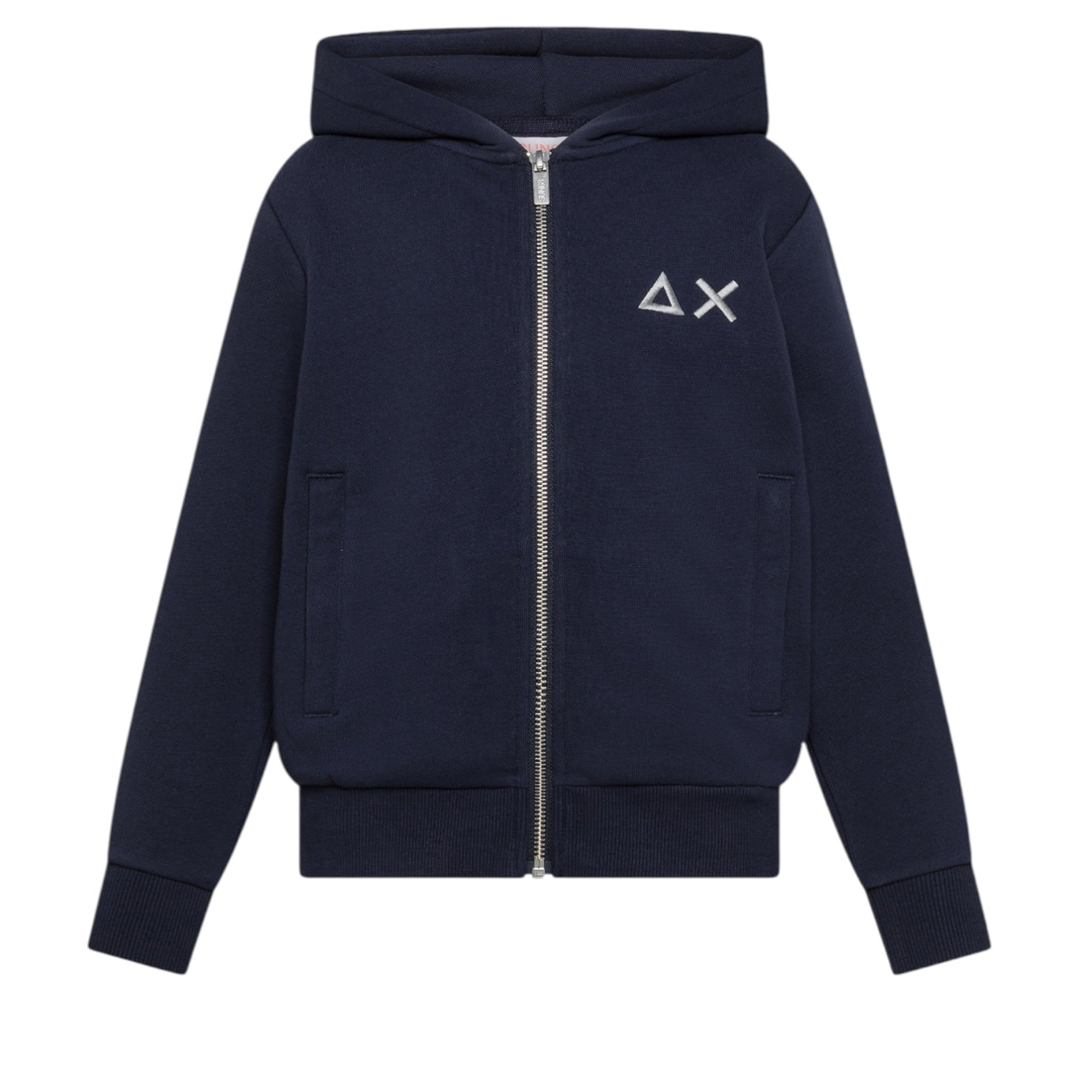 Sun68 Felpa con Zip E Cappuccio tinta unita Blu per Bambino F45302X BLU SUN68 