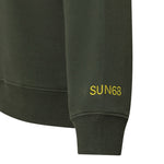 Sun68 Felpa tinta unita con Cappuccio E Stampa Verde per Bambino F45321 VERDE SUN68 