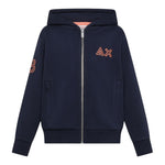 Sun68 Felpa tinta unita con Zip E Cappuccio Blu per Bambino F45331 BLU SUN68 