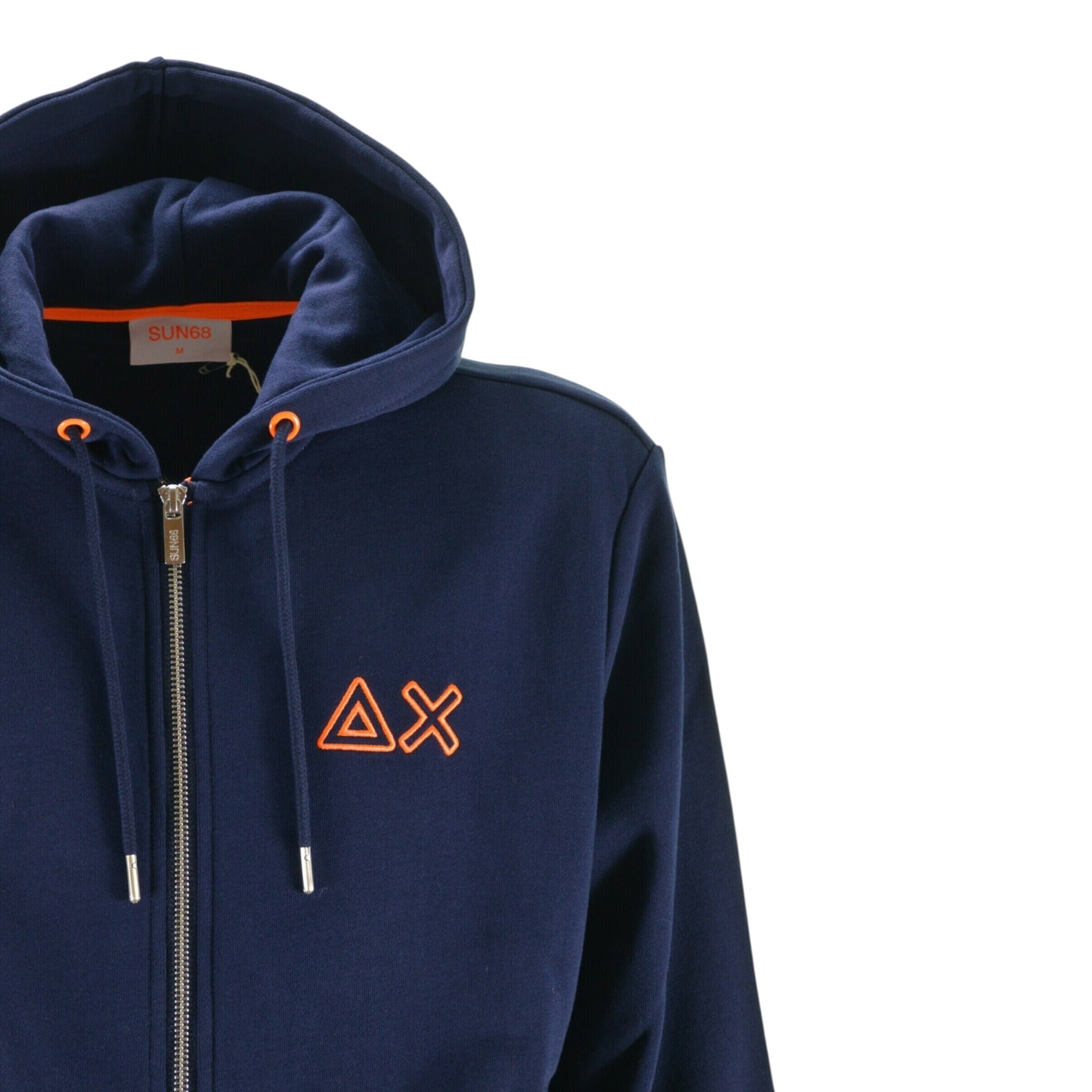 Sun68 Felpa tinta unita con Zip E Cappuccio Blu per Bambino F45331 BLU SUN68 