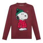 Sun68 Maglia Girocollo tinta unita con Ricamo Snoopy Bordeaux per Bambino K4532 BORDEAUX SUN68 