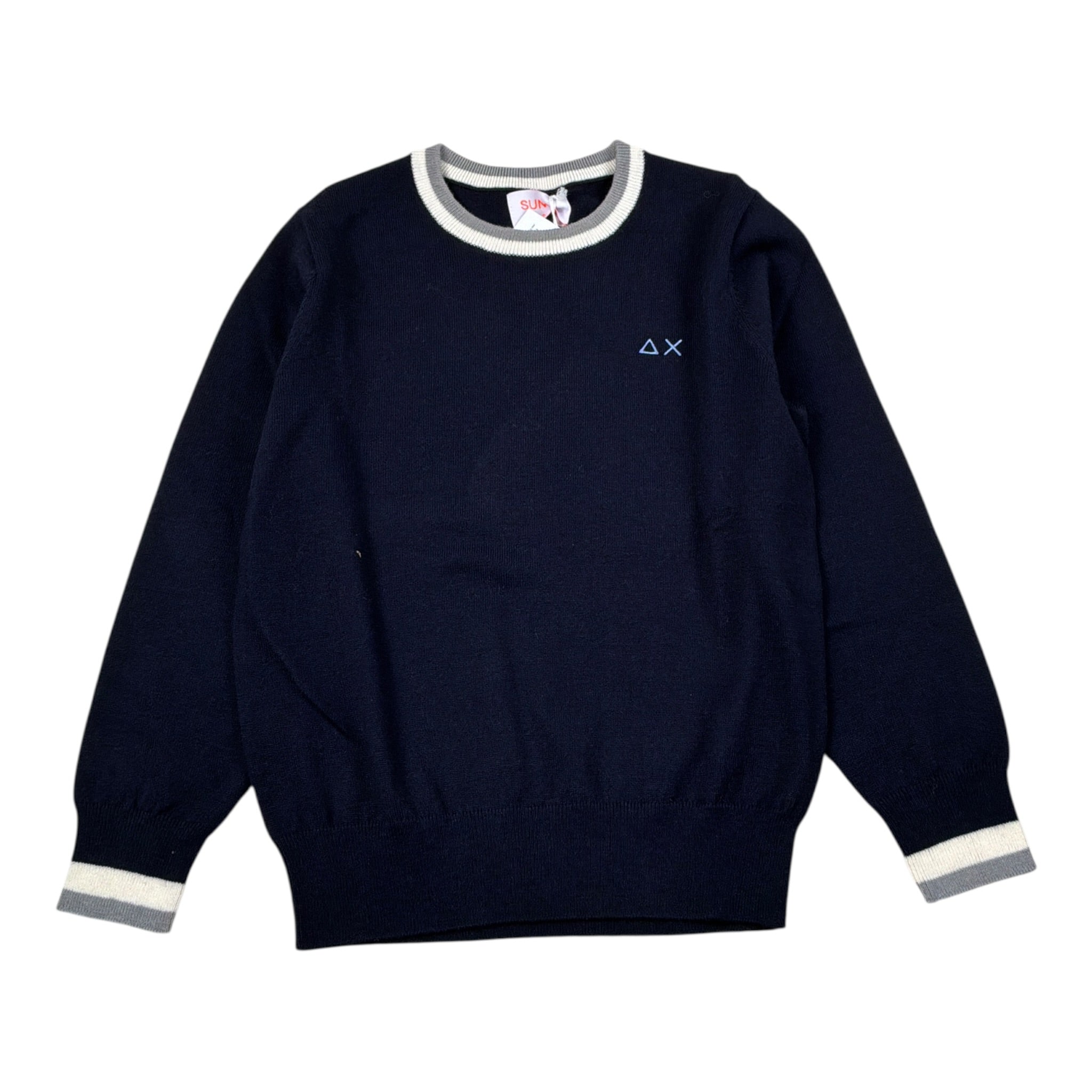 Sun68 Maglia tinta unita Girocollo con Logo Blu per Bambino K45345 BLU SUN68 